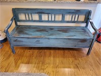 Long Distressed Storage Bench