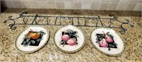 Plate Rack and 3 Fruit Plates
