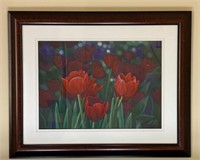 Framed Red Tulip Print 38.5"w by 32"h