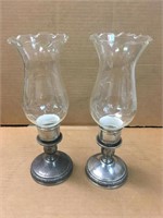 Vint. Hurricane Candle Holders Sterling Silver