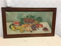ANTIQUE OIL ON CANVAS PAINTING - FRUIT SCENE