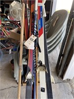 cross country skiis, hockey stick