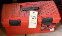 red plastic tool box