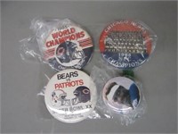 (4) 1985 Chicago bears Buttons. Water Payton.