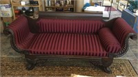 Vintage Mahogany Wood Claw Foot Settee