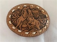 Leather-Crafted Belt Buckle "Horses"