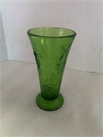 Green Glass Flower Vase - Grape Design