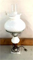 Early lamp with Hobnail shade