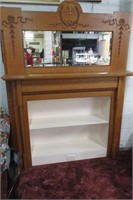 Tiger Oak Book Shelf Fireplace Mantle 60 x 79 VGC