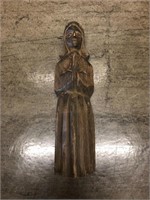 Vintage Wooden Carved Praying Nun