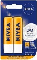 NIVEA 24hr Moisture Sun Caring Lip Balm, 2 Sticks