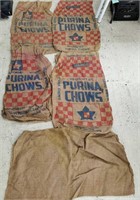 5 22"x39"Purina Chows Burlap Bags