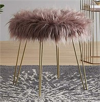 Modern Contemporary Faux Fur Round Ottoman