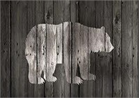 Buyartforless Lodge Bear on Black  24"x16"