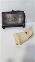 ANTIQUE AMMO POUCH & PISTOL GRIPS