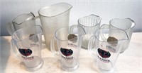 7pc plastic pitchers, some Bacardi branded