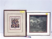 framed art - etched brass ducks (18"x18") AND