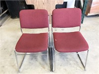 2pc reception chairs, red fabric and metal, you
