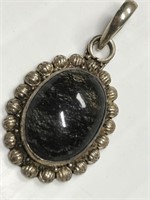 Pendant with Black Translucent in 925 silver