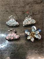 Vintage Butterfly Jewel Encrusted Hair Clips