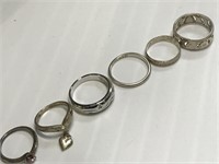 6 Rings - all marked Sterling or 925