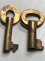 Brass Keys-one marked URRCO - Railroad?