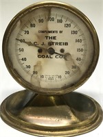 Brass Thermometer-advertisingCJ Streib Coal Co