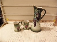 K & G LUNEVILLE FRENCH PITCHER AND CUPS