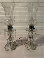 Vintage Crystal Lamps, Pair, Electric