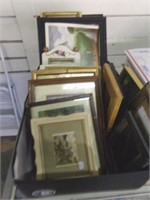 Box Lot of Picture Frames and Art