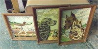 Lot of 3 Paint By Number Framed Dog Painings