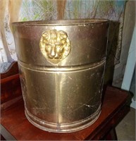 Large Brass Lion Handled Pot