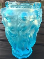 Frosted blue nude women vase numbered and signed
