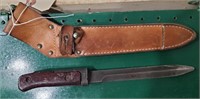 Old military bayonet unusual leather sheath Czech?