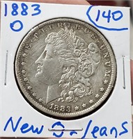 1883 O US Morgan silver dollar New Orleans VF