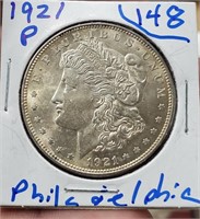 1921 P Morgan US silver dollar Philadelphia VF-XF