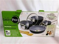 NEW IN BOX THE ORIGINAL GREEN PAN 9 PC. COOKWARE S