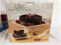 NEW IN BOX REAL HOME 8 PC. BEADED EDGE SERVING SET