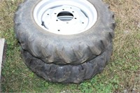 (2) 7-16 FRONT TRACTOR TIRES 50% WEAR , GOOD RIMS