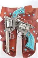 Texan 38 Revolver Cap Guns, Pair in Double Holster