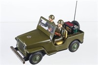 Battery Operated Tin Litho Army Jeep