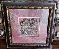 Large Square Black & Gold Framed Red Wall Decor