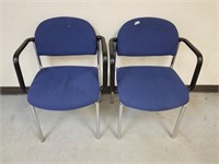 2X Good condition metal and fabric chairs X2