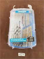 Pack of drill bits and storage with screws etc