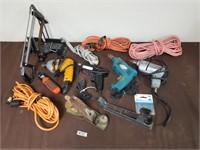 Extention cords, drills, and other tools lot
