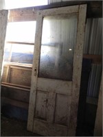 Vintage Door, approx. 30" x 78", glass window