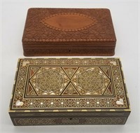 Wood Inlay Box & Carved Wood Box