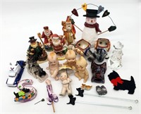 Grouping of Figurines - Ceramic Dogs, Chistmas+