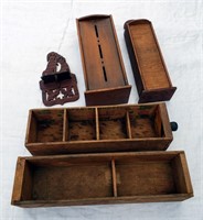 Primitive Cheese Box Drawers & Match Holders