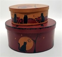 Shaker Boxes w Black Cat Silhouette Design